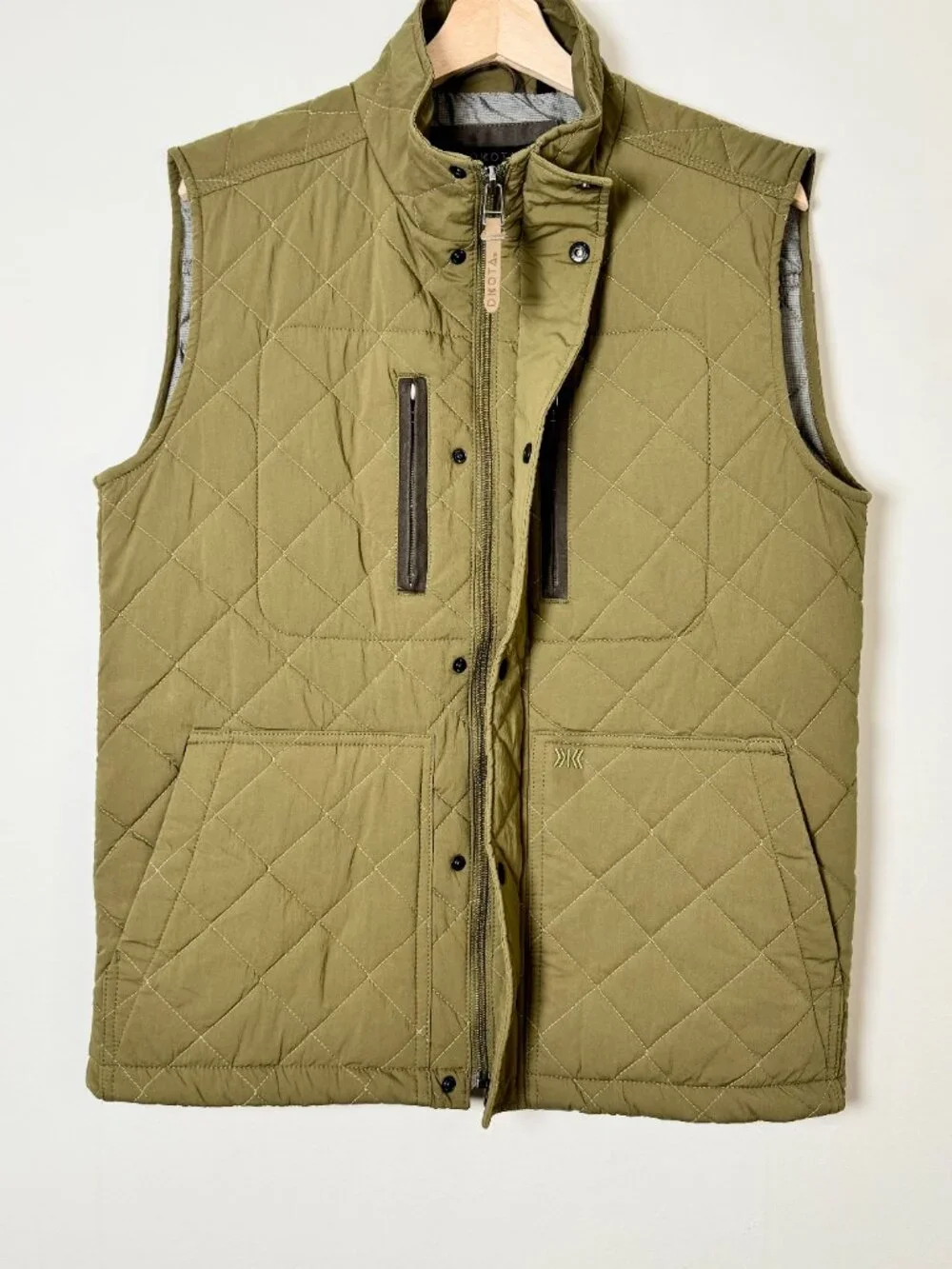 Dakota Grizzly Men's Nicco Stretch Quilted Western Olive Green Vest Sz M